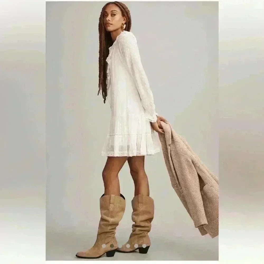 By Anthropologie Long-Sleeve V-Neck
Ruffled Tunic Dress Size Small - Picture 2 of 13